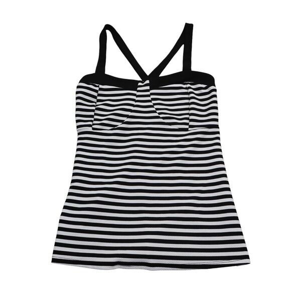 Jojo Collection Shirt Womens 3XL White Black Sleeveless Stripe Stretch Tank Top - Picture 1 of 16
